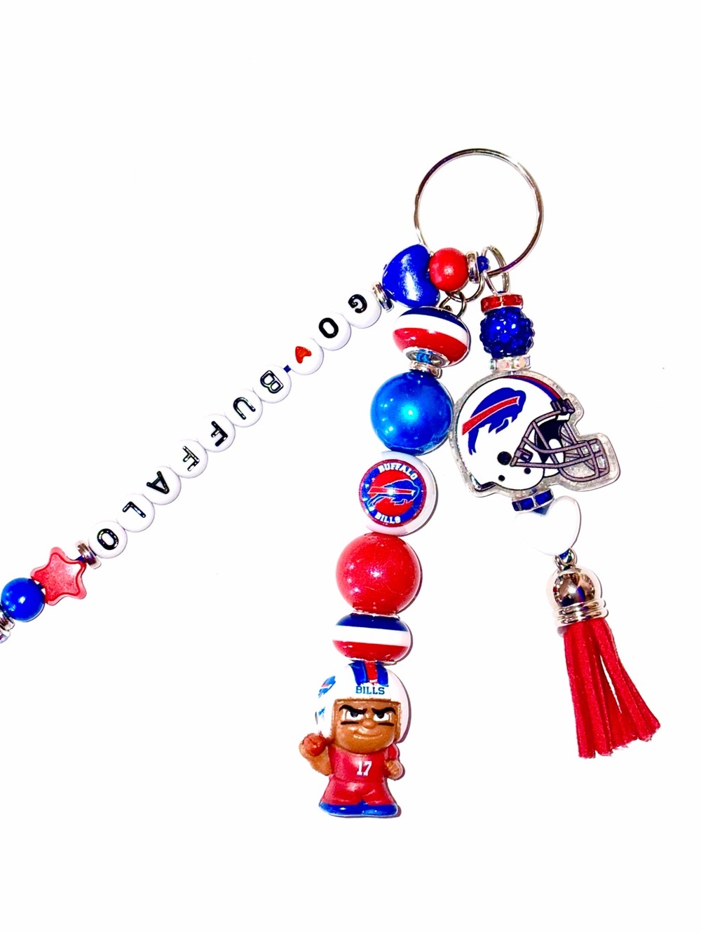Handmade Buffalo Bills Keychain / Purse Charm with Josh Allen TEENYMATE charm